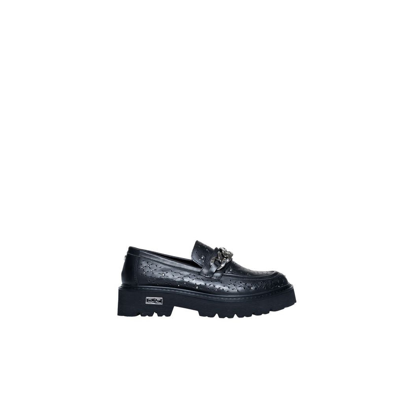 Black Leather Flat Shoe Cult