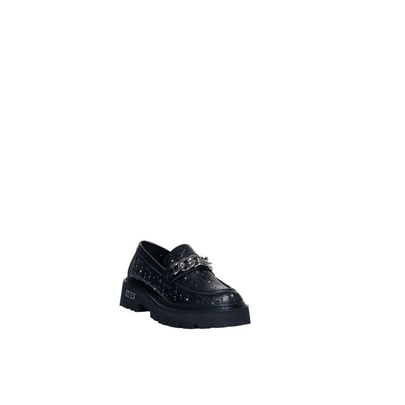 Black Leather Flat Shoe Cult