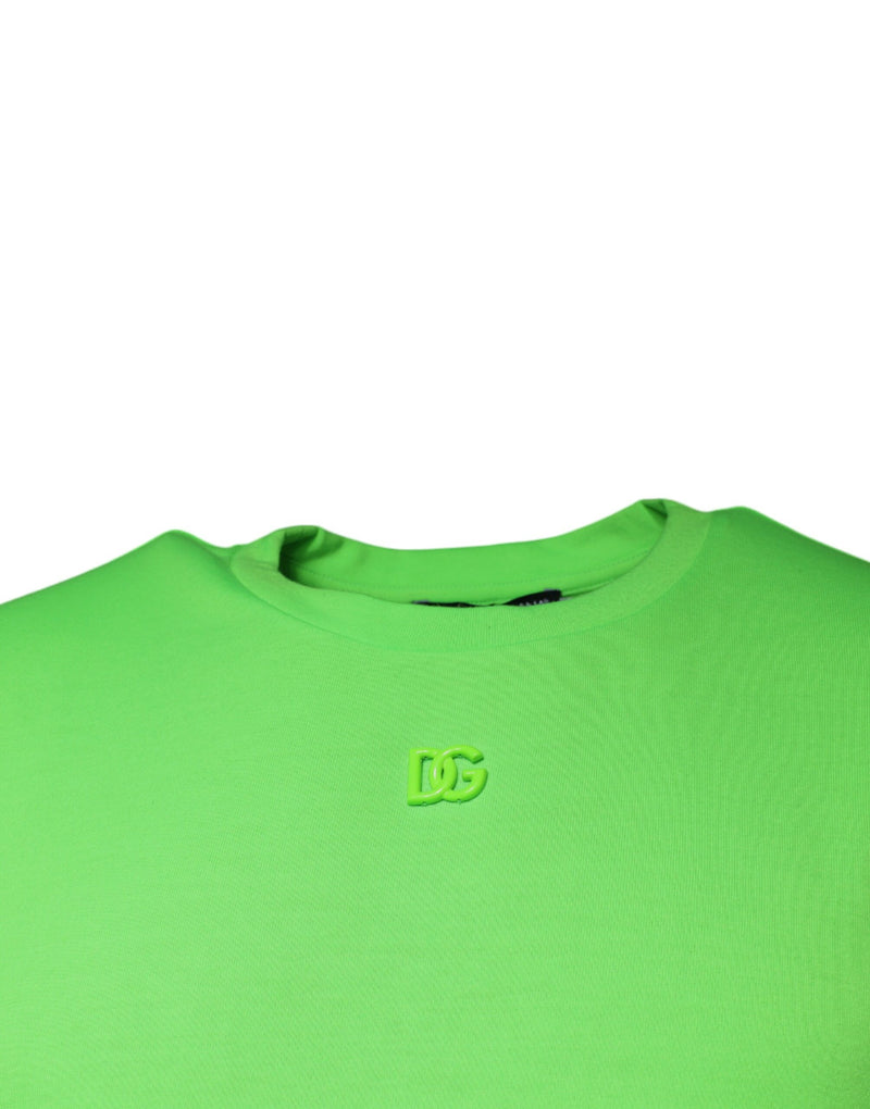 Green Logo Round Neck Short Sleeves T-shirt Dolce & Gabbana