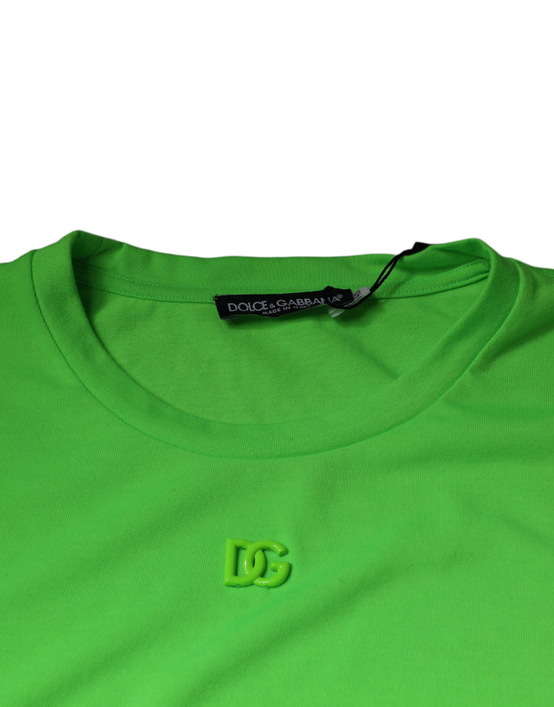 Green Logo Round Neck Short Sleeves T-shirt Dolce & Gabbana