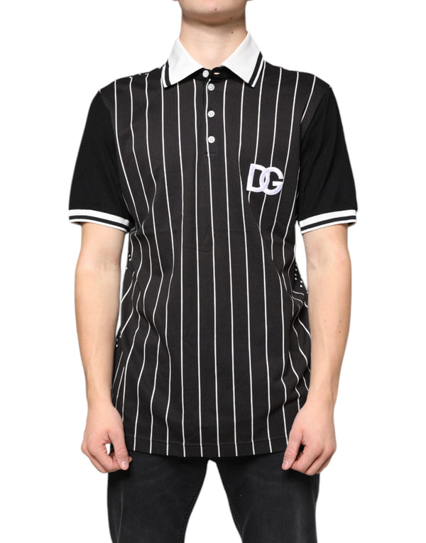 Black White Stripes Collared Polo T-shirt Dolce & Gabbana