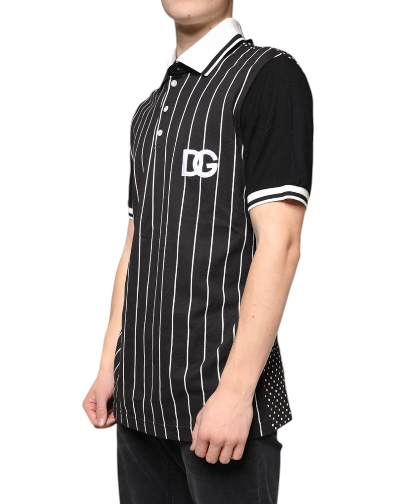 Black White Stripes Collared Polo T-shirt Dolce & Gabbana