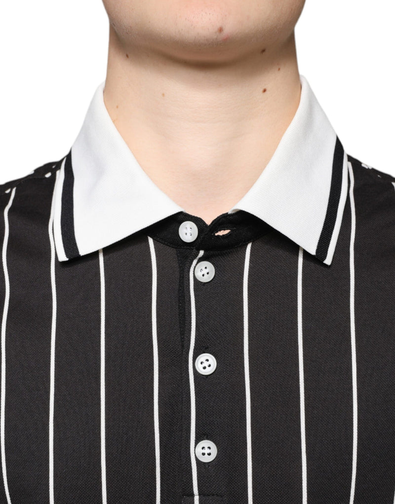 Black White Stripes Collared Polo T-shirt Dolce & Gabbana