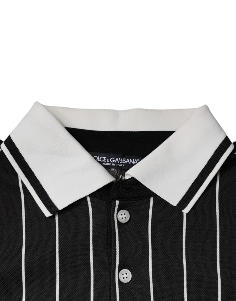 Black White Stripes Collared Polo T-shirt Dolce & Gabbana