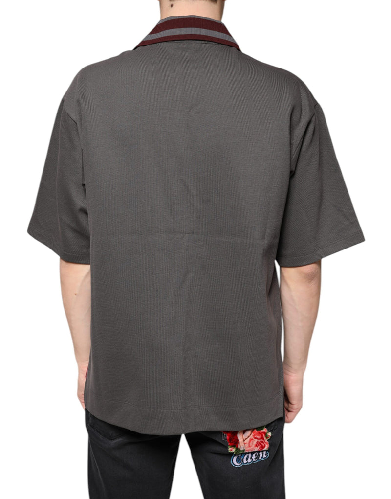 Gray DG Embroidery Collared Men Polo T-shirt Dolce & Gabbana