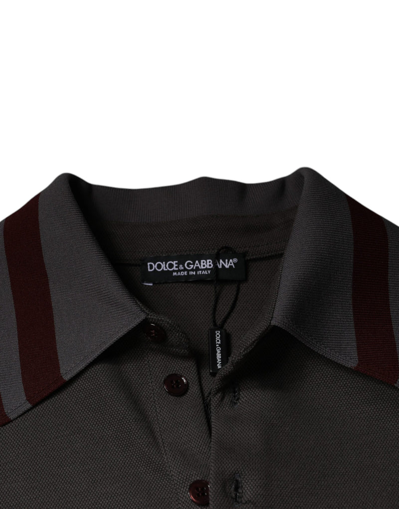 Gray DG Embroidery Collared Men Polo T-shirt Dolce & Gabbana