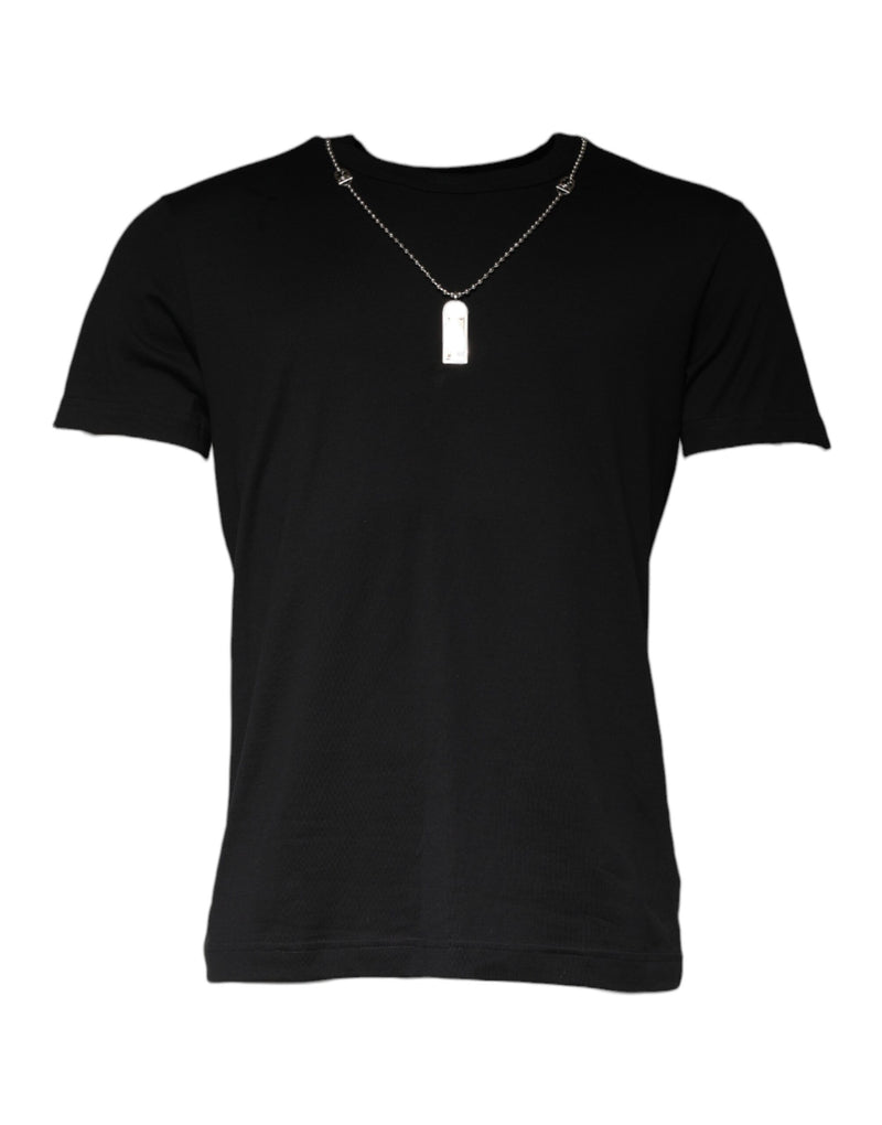 Black Cotton Necklace Embellished T-shirt Dolce & Gabbana