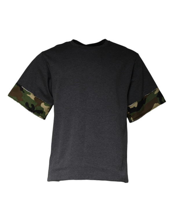 Dark Gray Camouflage Crew Neck T-shirt Dolce & Gabbana