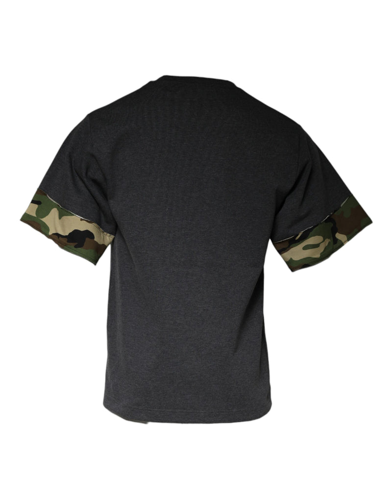 Dark Gray Camouflage Crew Neck T-shirt Dolce & Gabbana