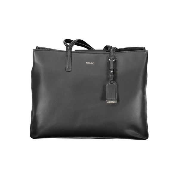 Black Polyester Women Handbag