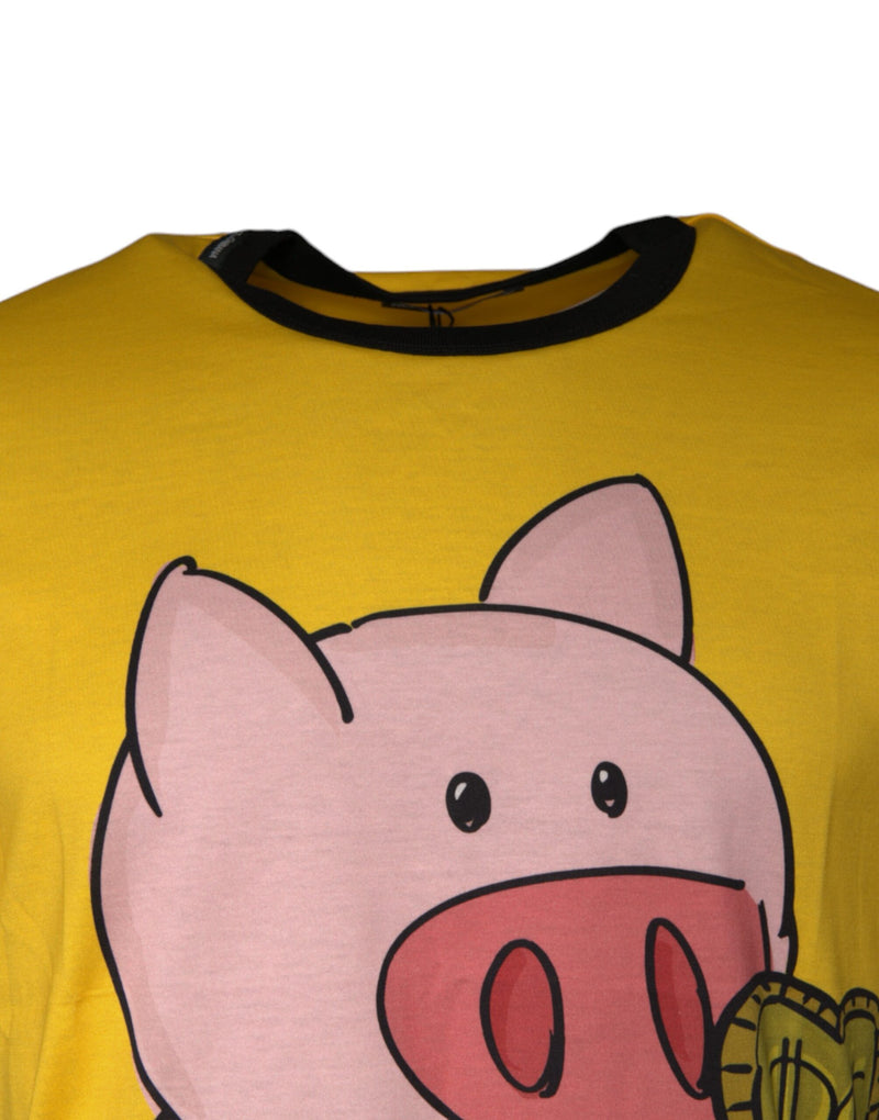 Yellow 2019 Year Of The Pig Short Sleeves T-shirt Dolce & Gabbana