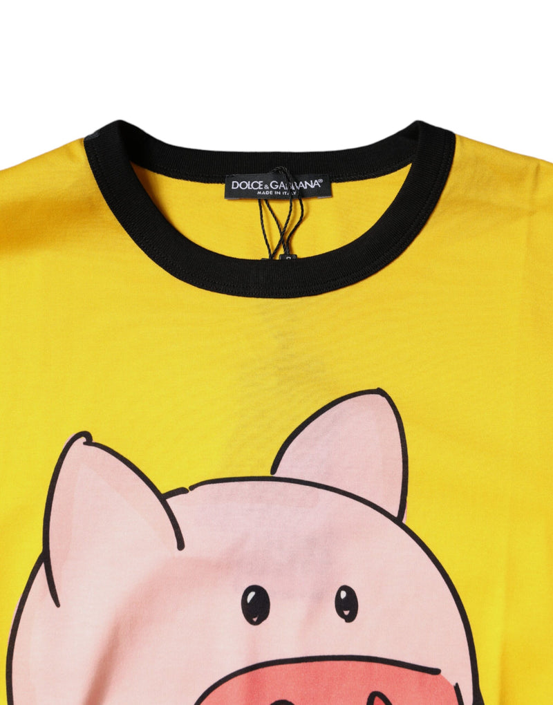 Yellow 2019 Year Of The Pig Short Sleeves T-shirt Dolce & Gabbana