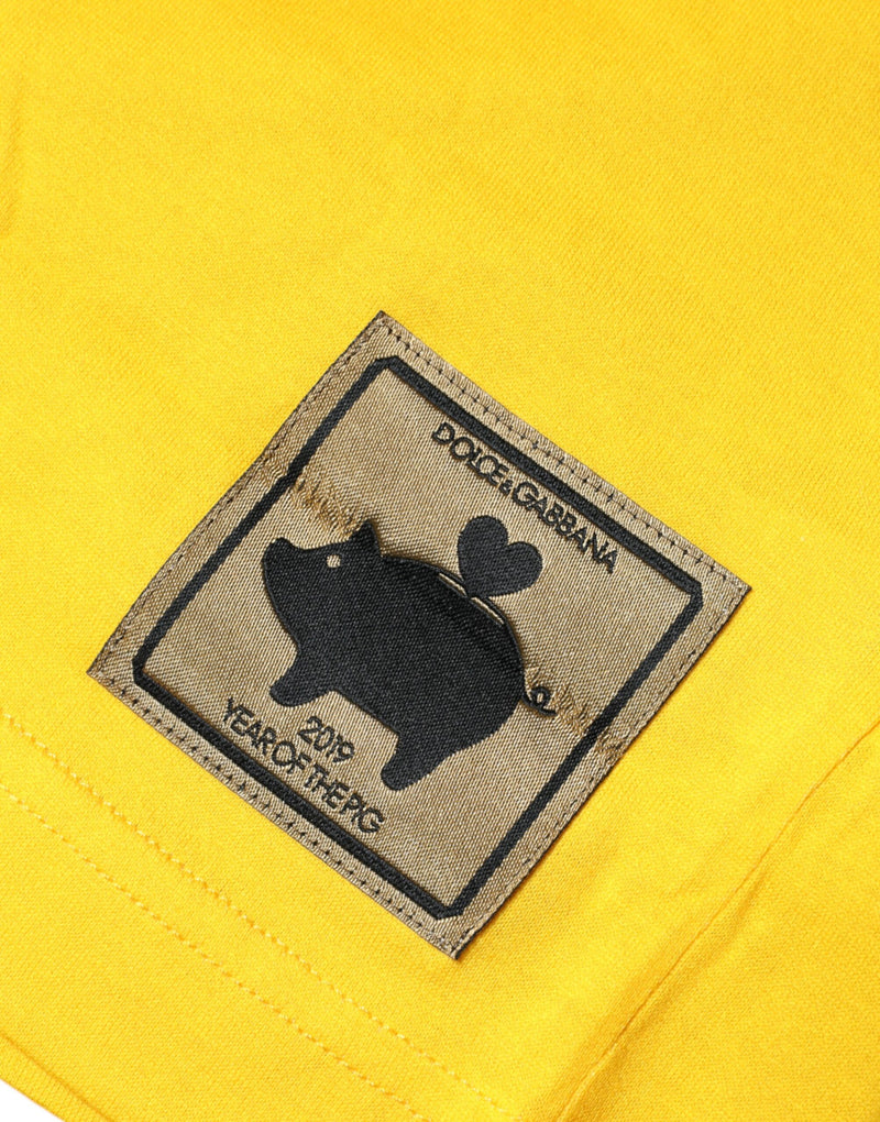 Yellow 2019 Year Of The Pig Short Sleeves T-shirt Dolce & Gabbana