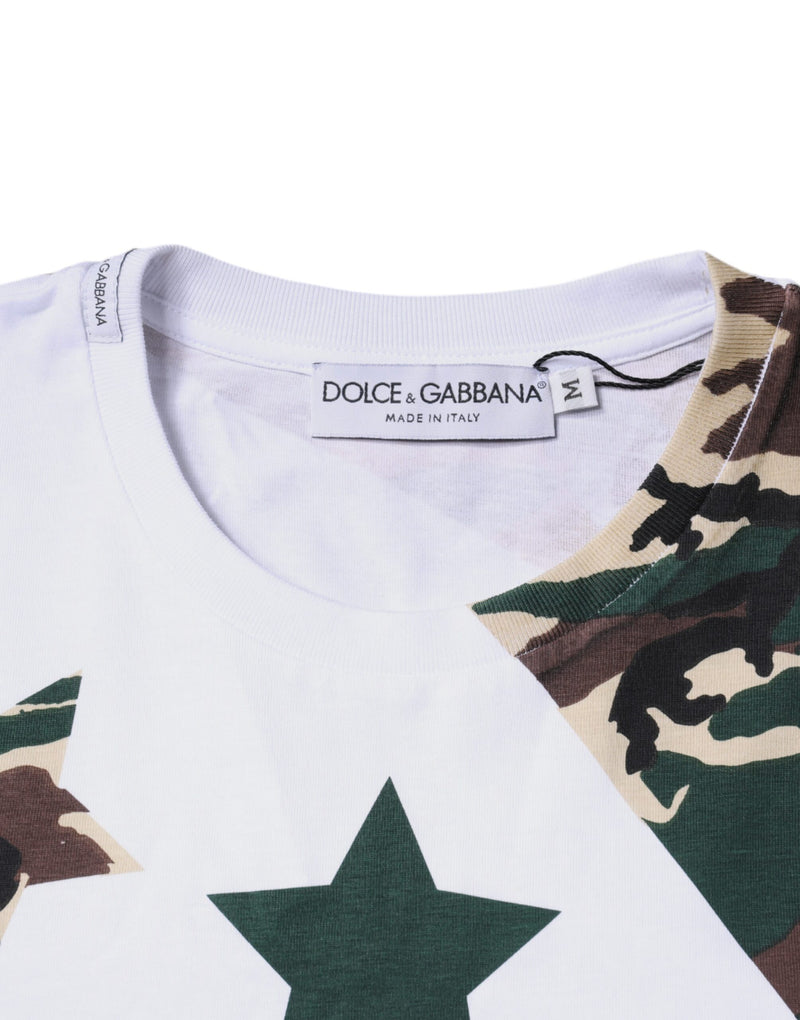 White Camouflage Stars Crew Neck T-shirt Dolce & Gabbana