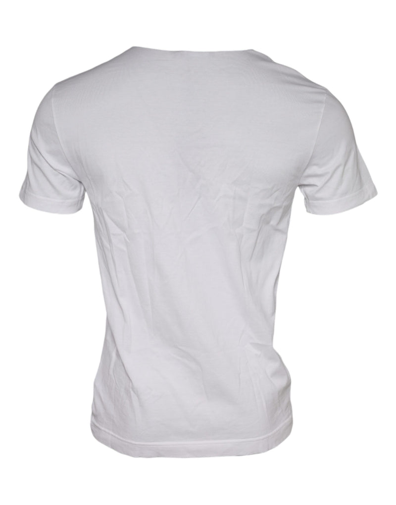 White Graphic Print Cotton Crew Neck T-shirt Dolce & Gabbana