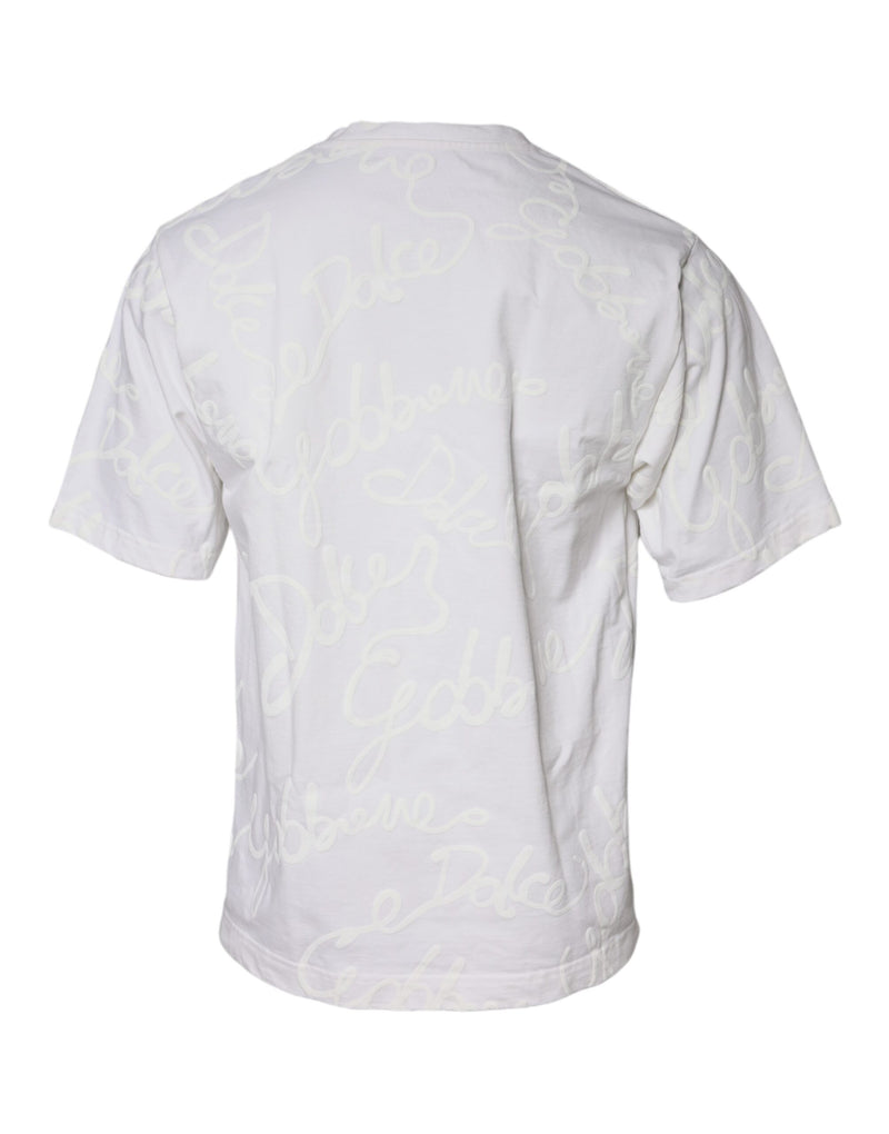 White Logo Print Cotton Crew Neck T-shirt Dolce & Gabbana