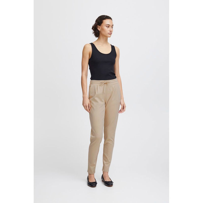 Beige Polyester Jeans & Pant ICHI