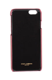 Chic Pink Leather Heart-Embellished Phone Cover Dolce & Gabbana