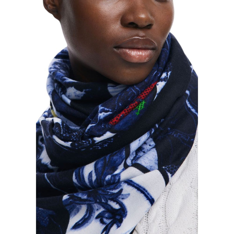 Blue Polyester Scarf Desigual