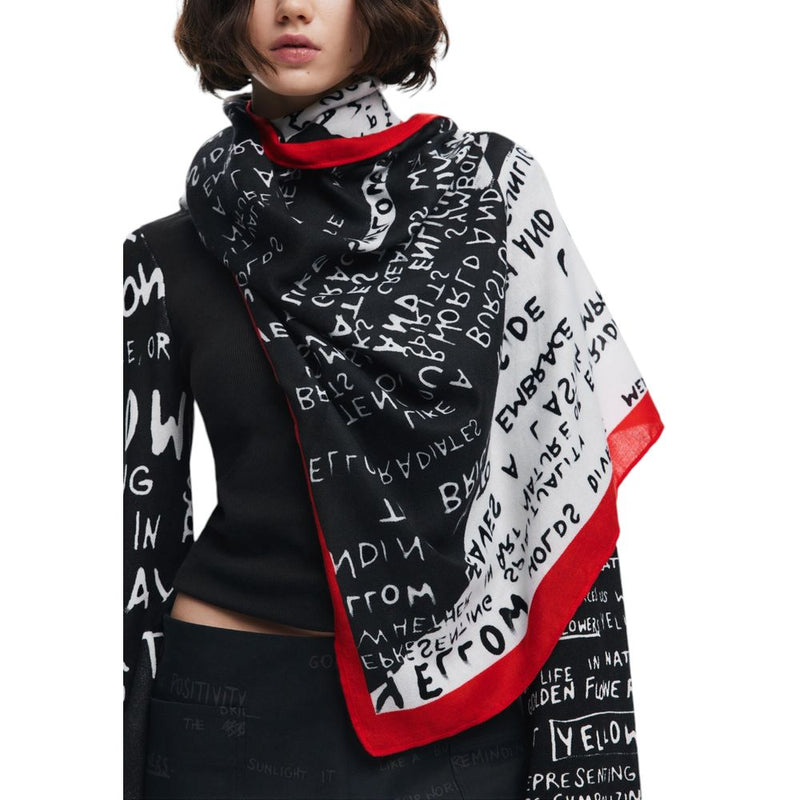 Black Polyester Scarf Desigual