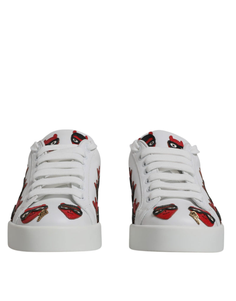 White Devil Face Portofino Sneakers Shoes Dolce & Gabbana