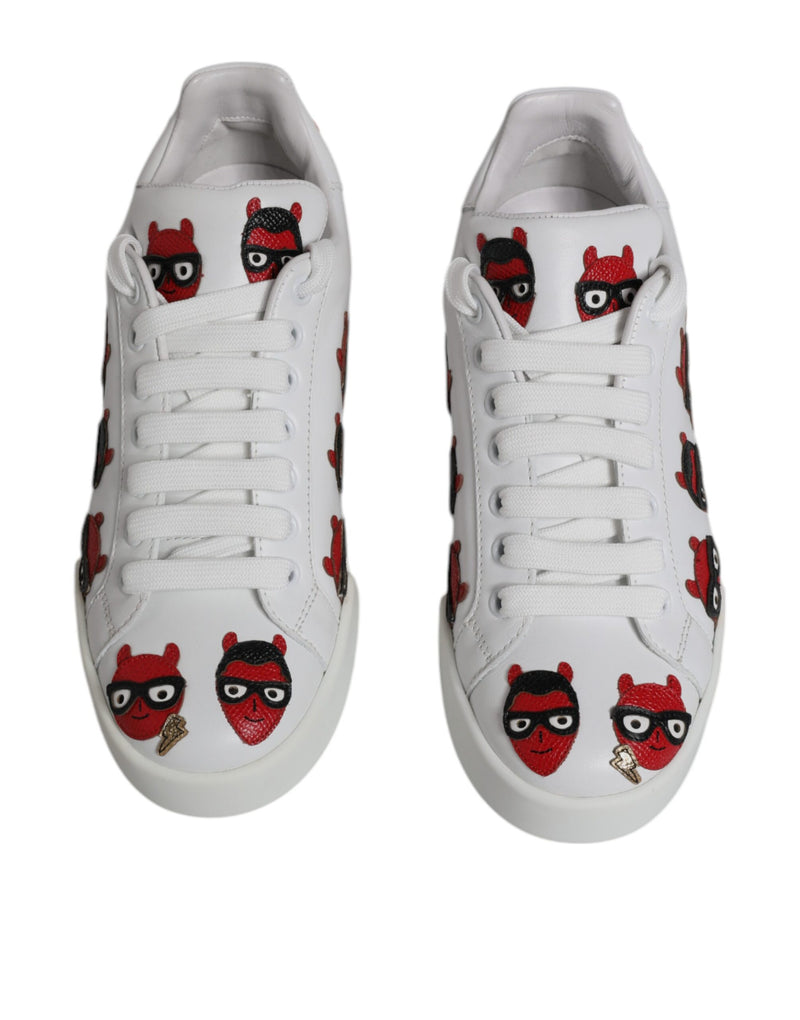 White Devil Face Portofino Sneakers Shoes Dolce & Gabbana