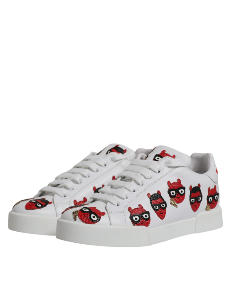 White Devil Face Portofino Sneakers Shoes Dolce & Gabbana