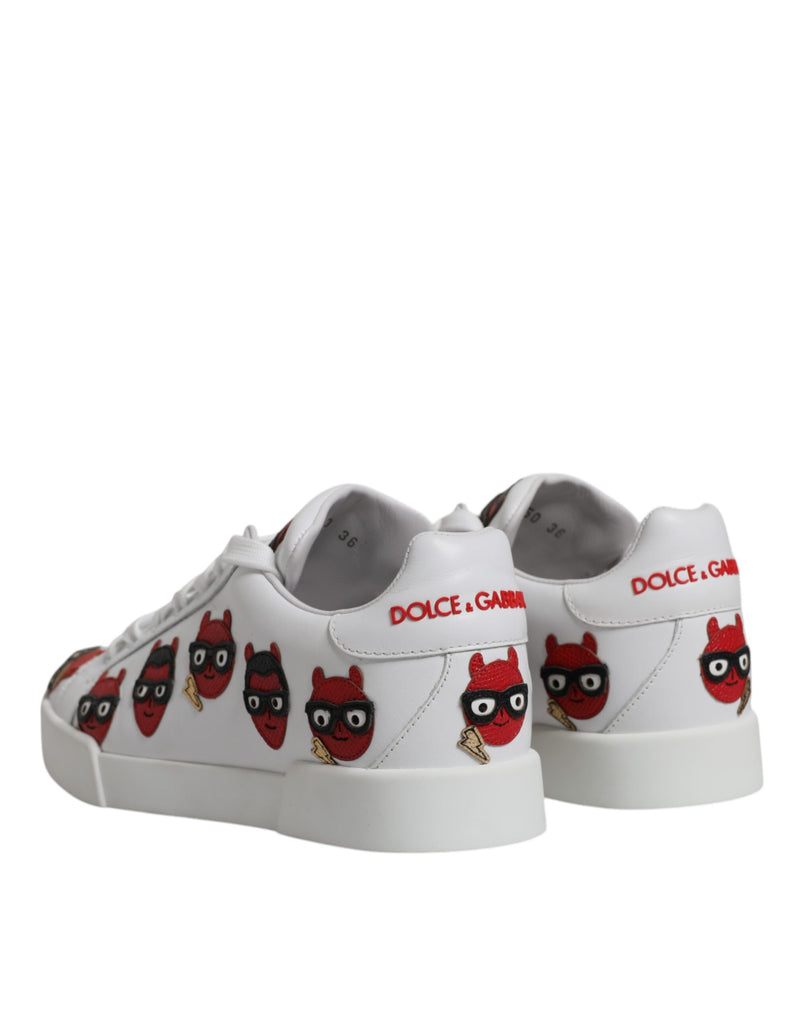 White Devil Face Portofino Sneakers Shoes Dolce & Gabbana