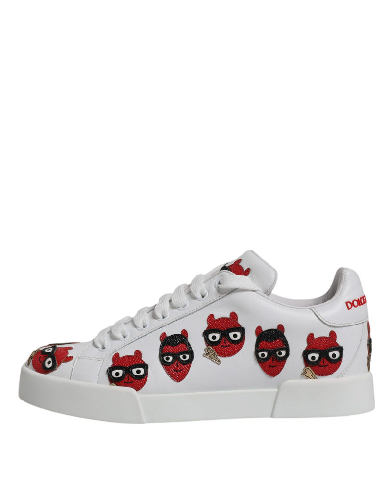 White Devil Face Portofino Sneakers Shoes Dolce & Gabbana