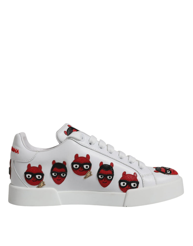 White Devil Face Portofino Sneakers Shoes Dolce & Gabbana