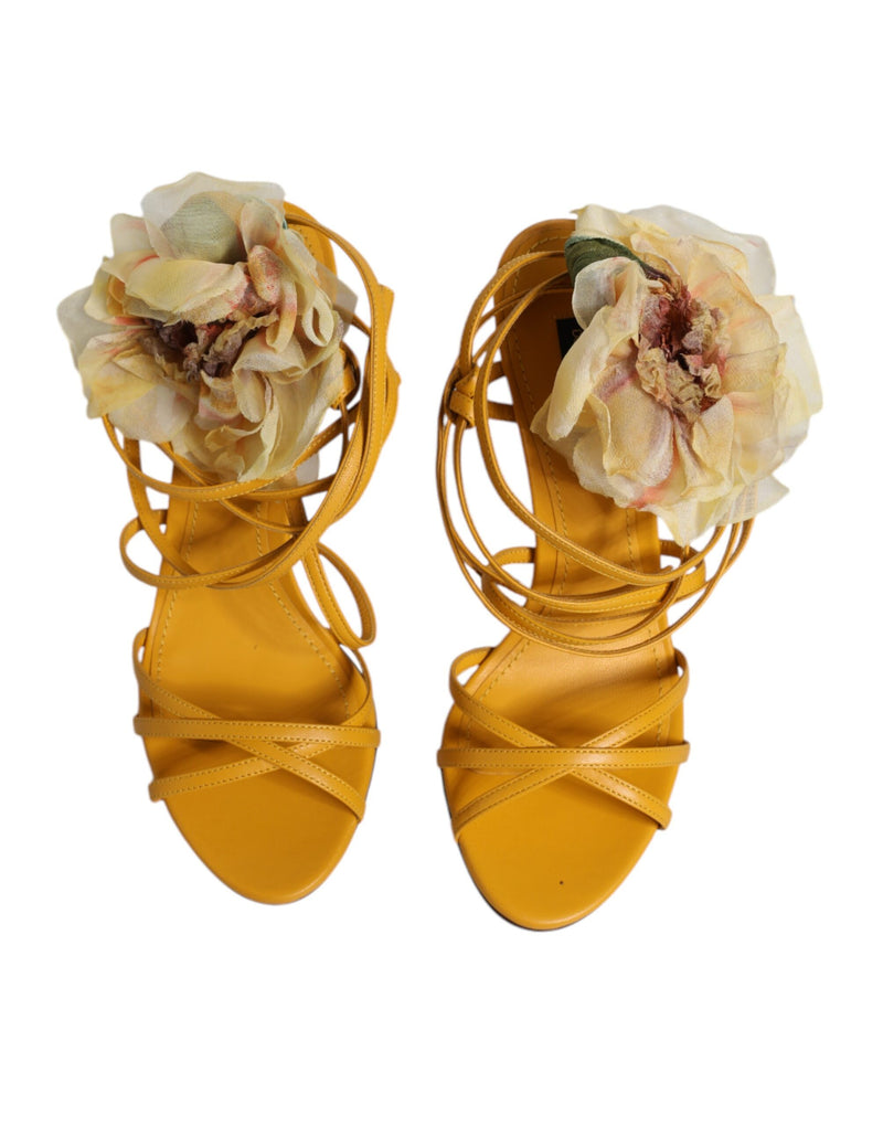 Orange Flower Applique Keira Sandals Shoes Dolce & Gabbana