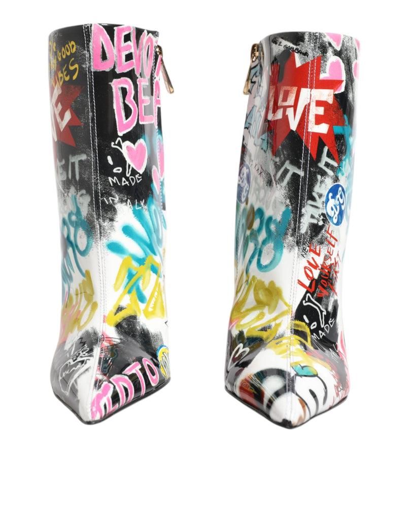 Multicolor Graffiti Keira Mid Calf Boots Shoes Dolce & Gabbana