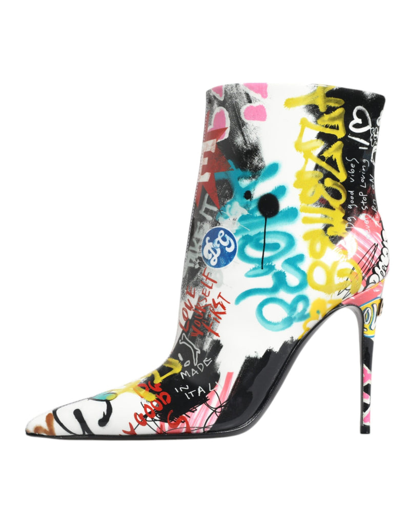 Multicolor Graffiti Keira Mid Calf Boots Shoes Dolce & Gabbana