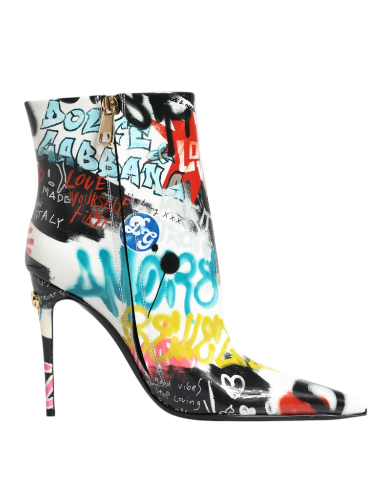 Multicolor Graffiti Keira Mid Calf Boots Shoes Dolce & Gabbana