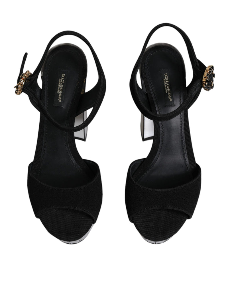 Black Mirror Heels Platform Sandals Shoes Dolce & Gabbana