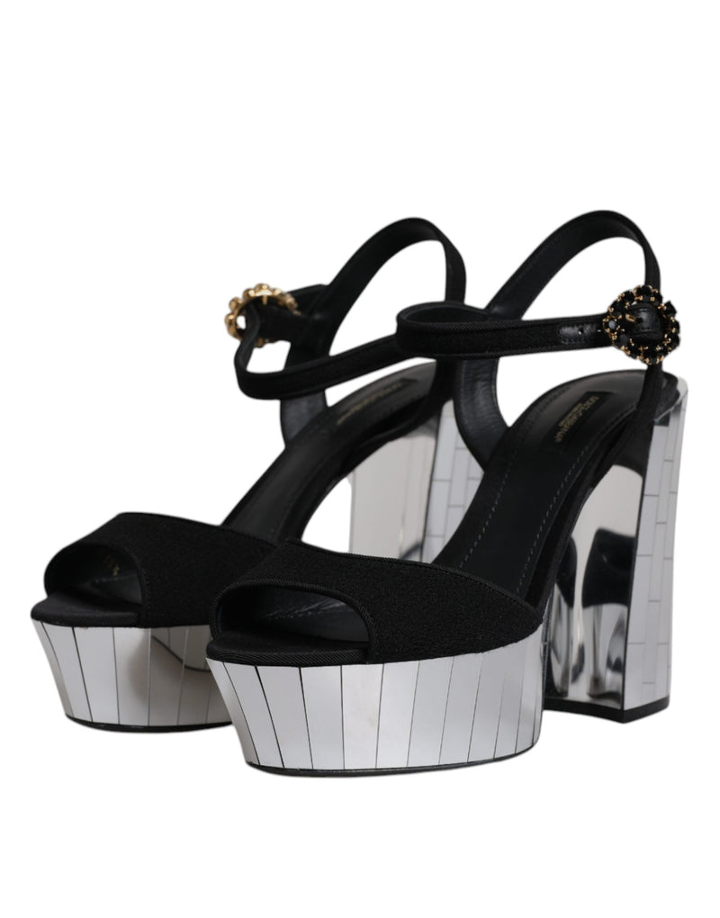 Black Mirror Heels Platform Sandals Shoes Dolce & Gabbana