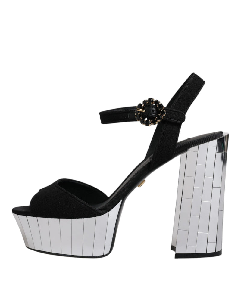 Black Mirror Heels Platform Sandals Shoes Dolce & Gabbana