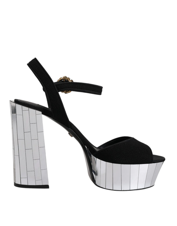 Black Mirror Heels Platform Sandals Shoes Dolce & Gabbana