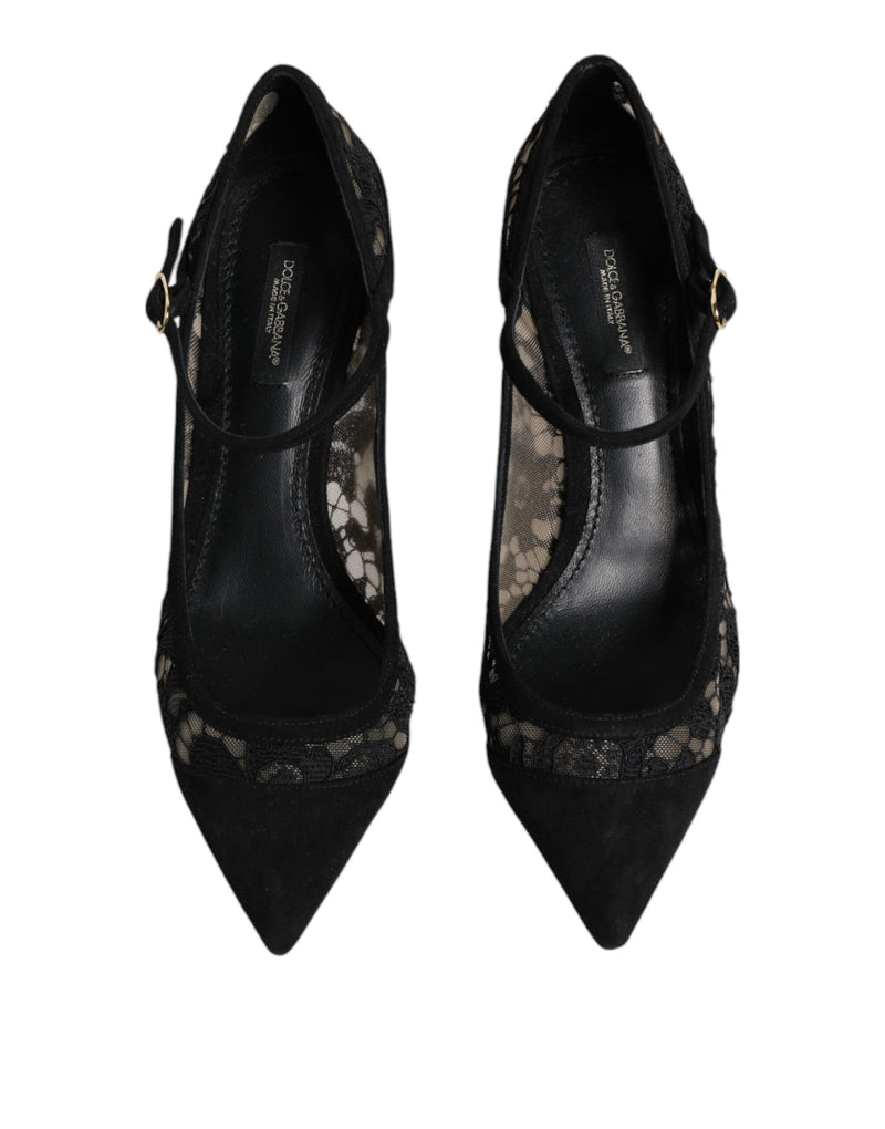 Black Mary Jane Taormina Lace Pumps Shoes Dolce & Gabbana