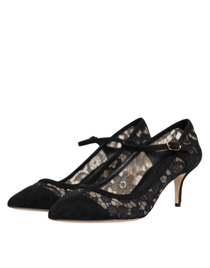 Black Mary Jane Taormina Lace Pumps Shoes Dolce & Gabbana