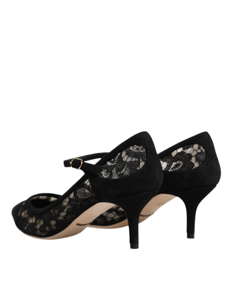 Black Mary Jane Taormina Lace Pumps Shoes Dolce & Gabbana