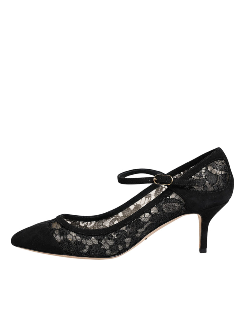 Black Mary Jane Taormina Lace Pumps Shoes Dolce & Gabbana