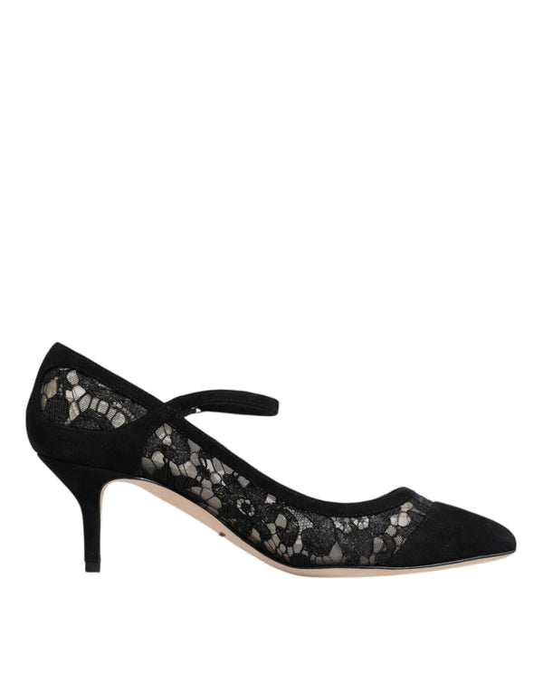 Black Mary Jane Taormina Lace Pumps Shoes Dolce & Gabbana