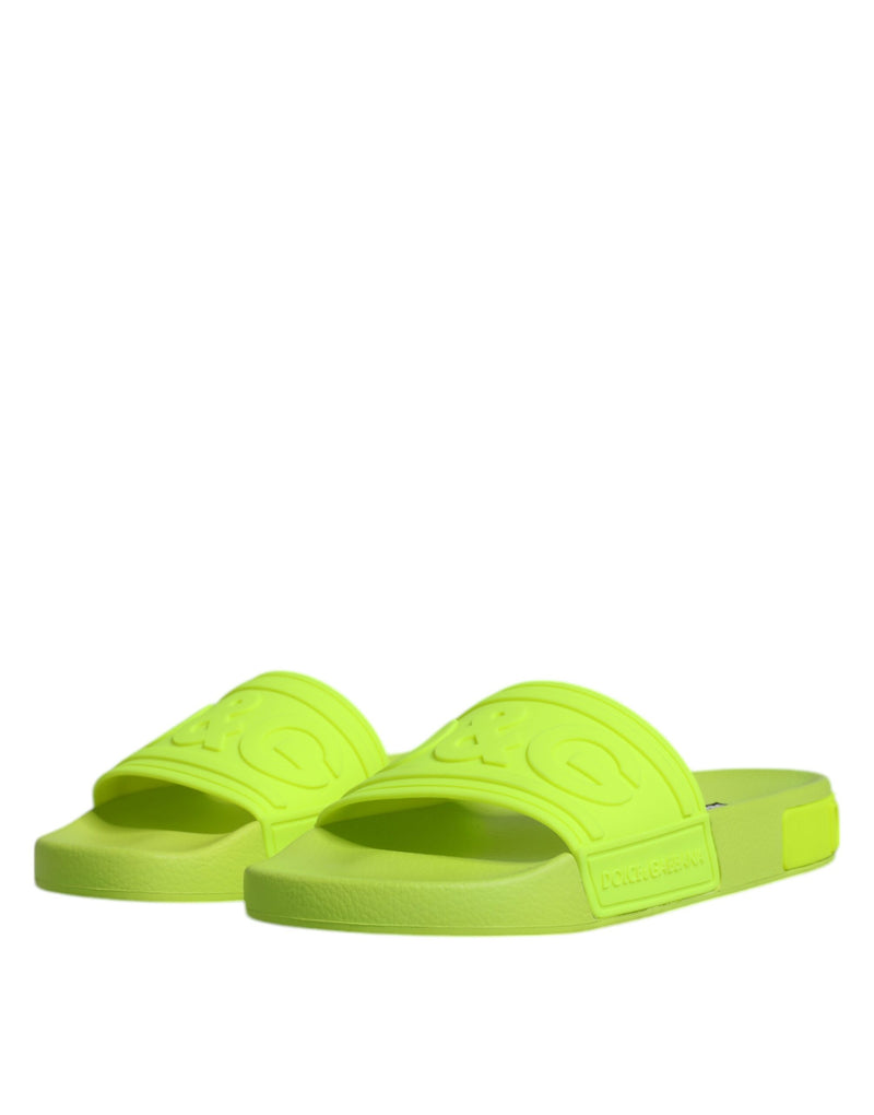 Green Rubber Slides Sandals Beachwear Shoes Dolce & Gabbana