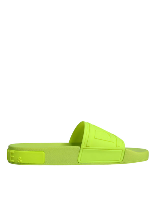 Green Rubber Slides Sandals Beachwear Shoes Dolce & Gabbana