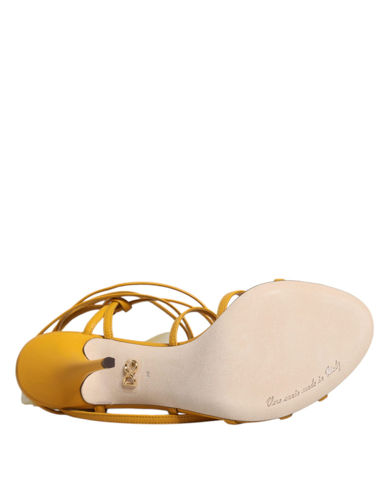 Yellow Flower Applique Keira Sandals Shoes Dolce & Gabbana