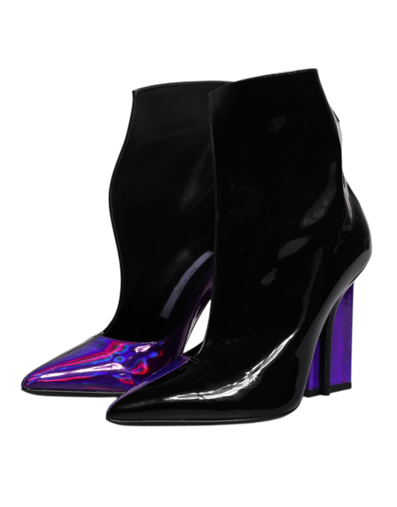 Purple Black Pointed Ankle Boots Shoes Dolce & Gabbana