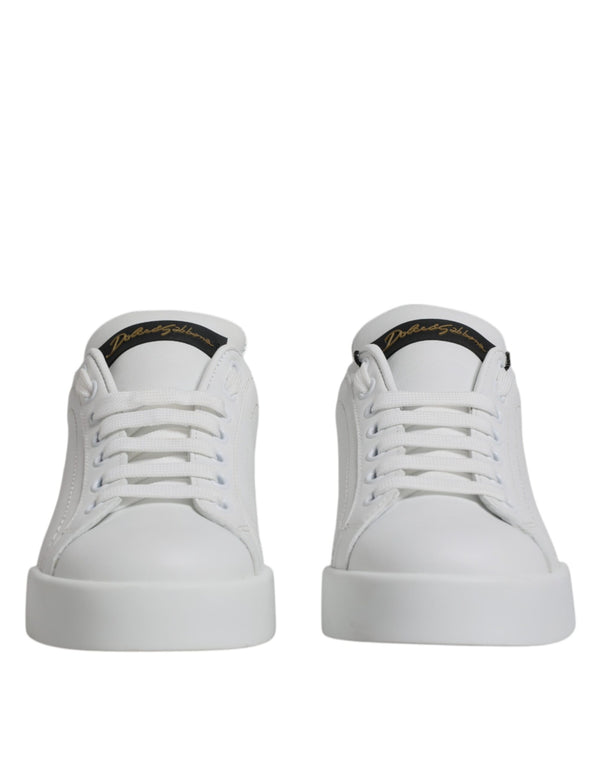 White Leather Classic Low Top Sneakers Shoes Dolce & Gabbana