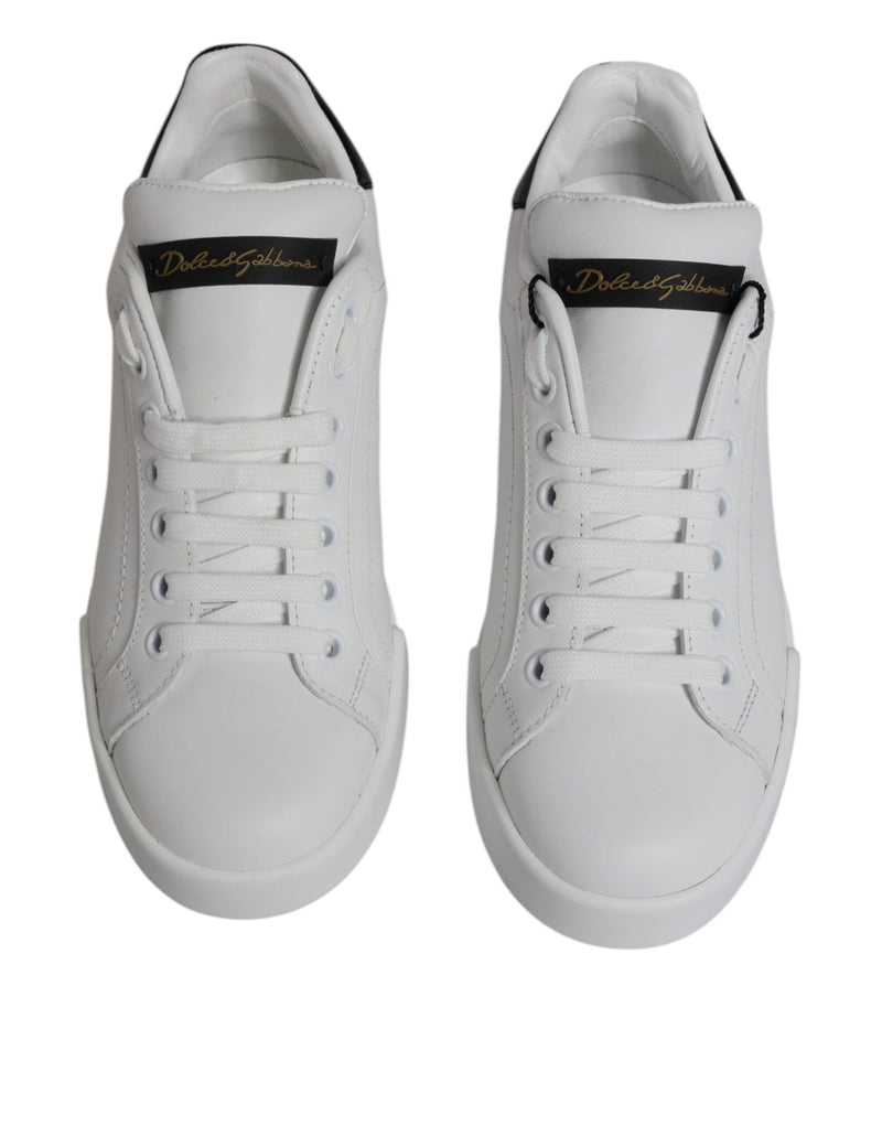 White Leather Classic Low Top Sneakers Shoes Dolce & Gabbana