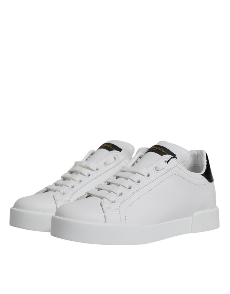 White Leather Classic Low Top Sneakers Shoes Dolce & Gabbana